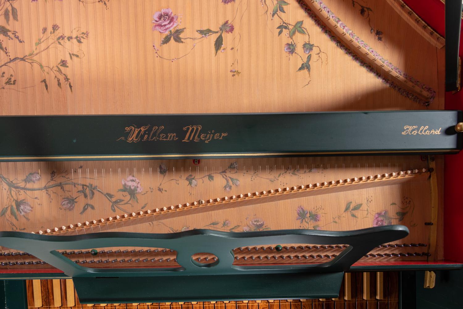A Dutch Green Painted and Parcel Gilt Harpsichord
