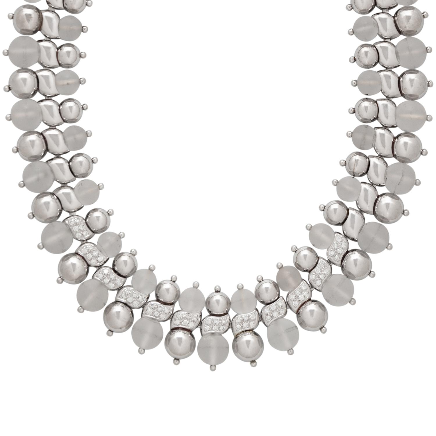 WHITE GOLD, ROCK CRYSTAL AND DIAMOND NECKLACE