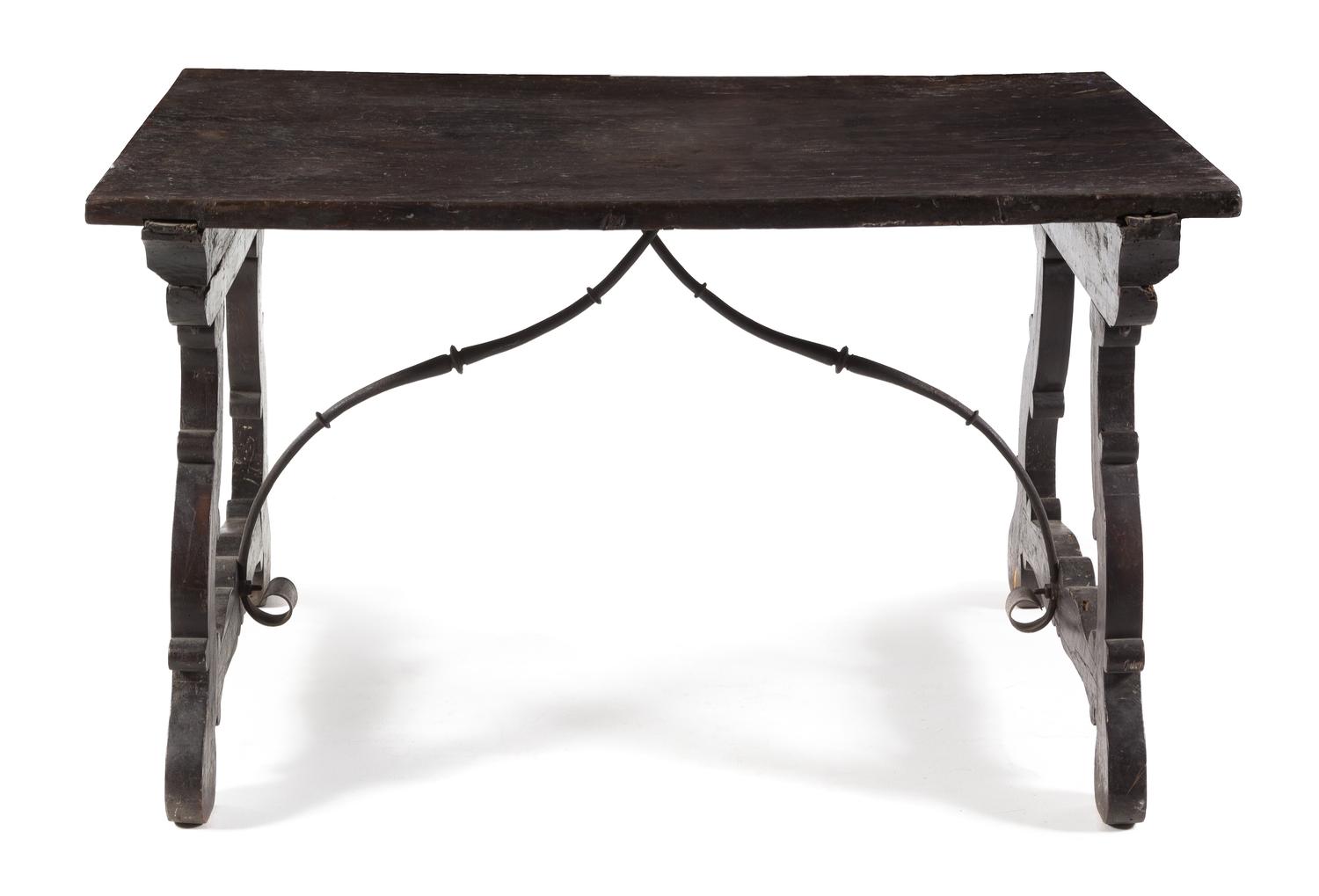 A Spanish Baroque Walnut Trestle Table Height 32 1/2 x width 54 x depth 36 1/2 inches. — LATE 17TH CENTURY