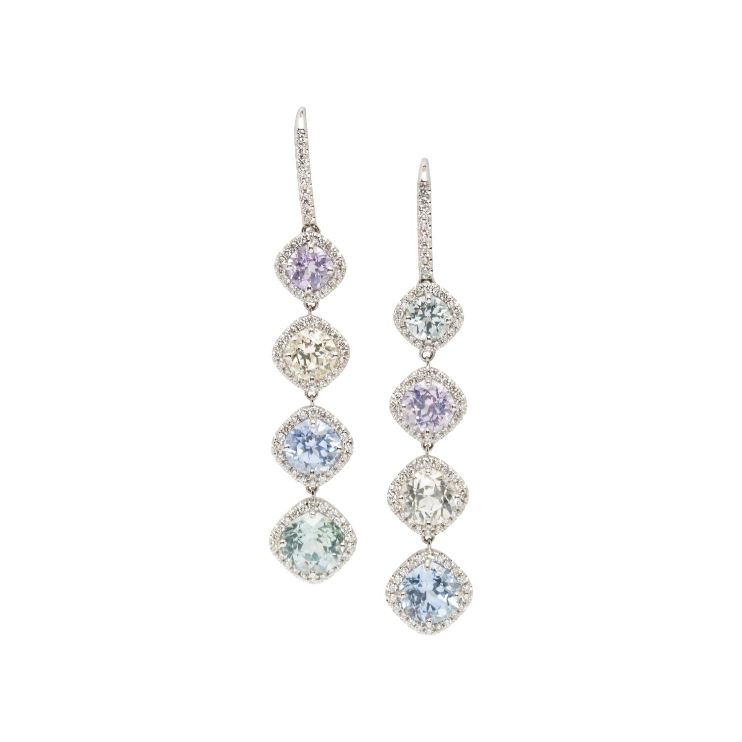 MULTICOLOR SAPPHIRE AND DIAMOND EARRINGS
