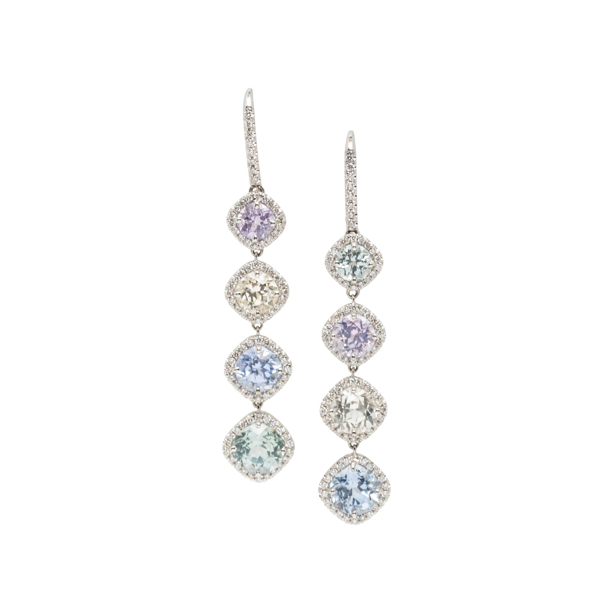 MULTICOLOR SAPPHIRE AND DIAMOND EARRINGS