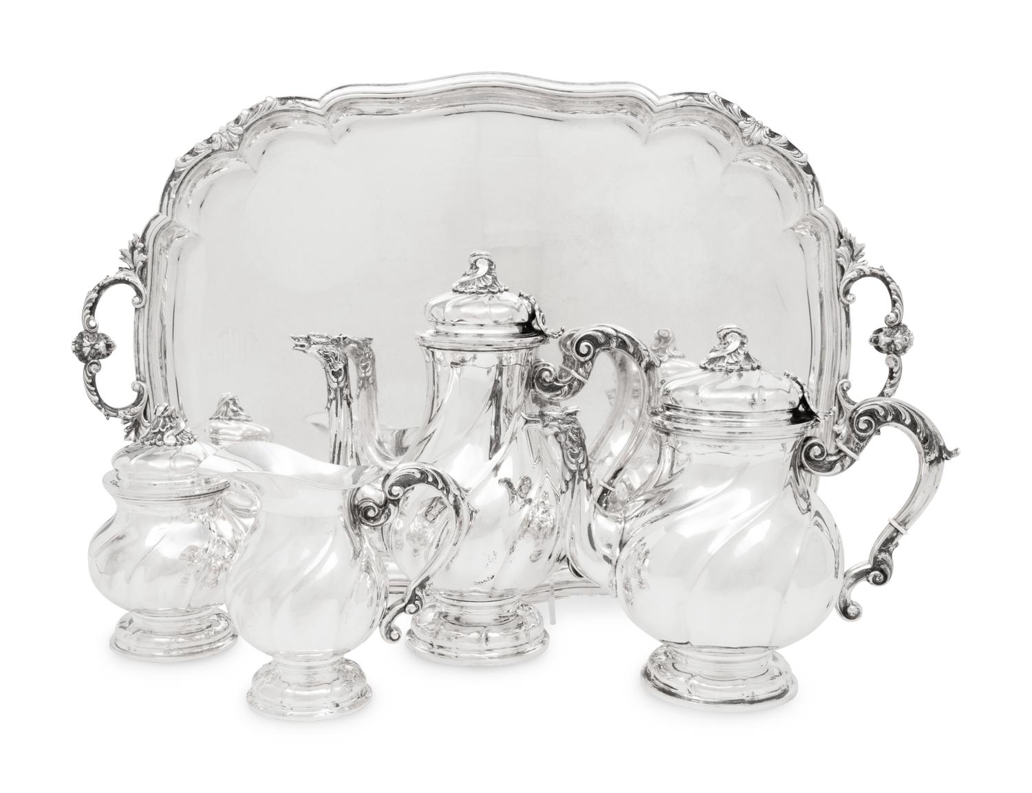 An Italian Silver Five-Piece Tea and Coffee Service