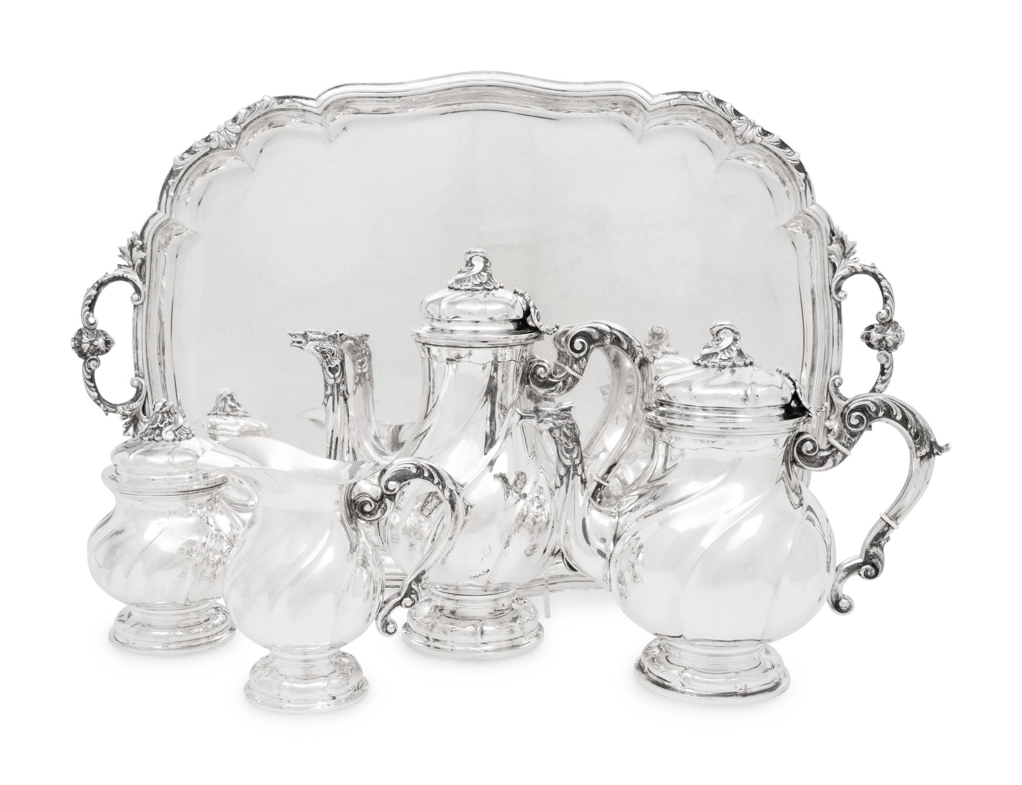An Italian Silver Five-Piece Tea and Coffee Service
