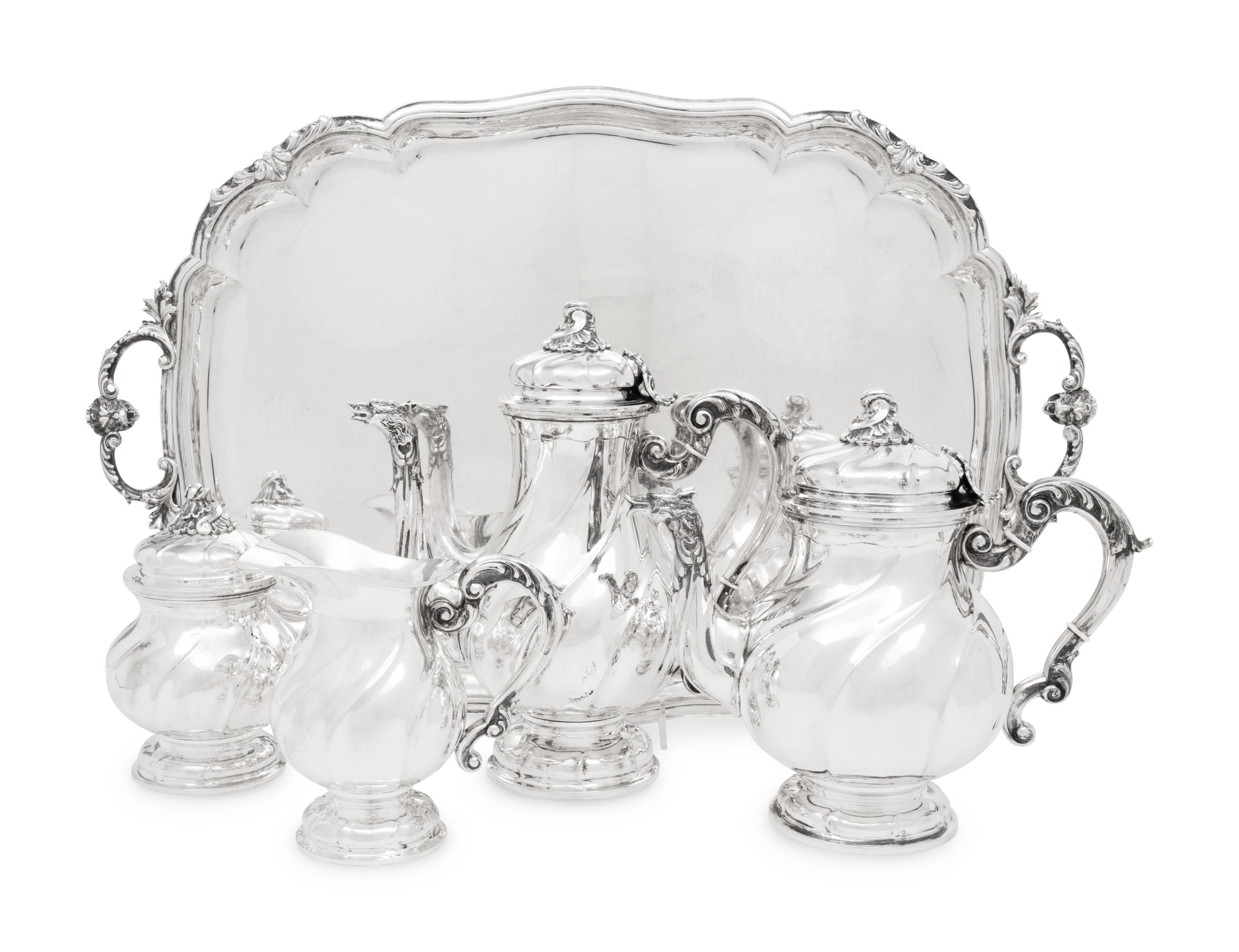 An Italian Silver Five-Piece Tea and Coffee Service