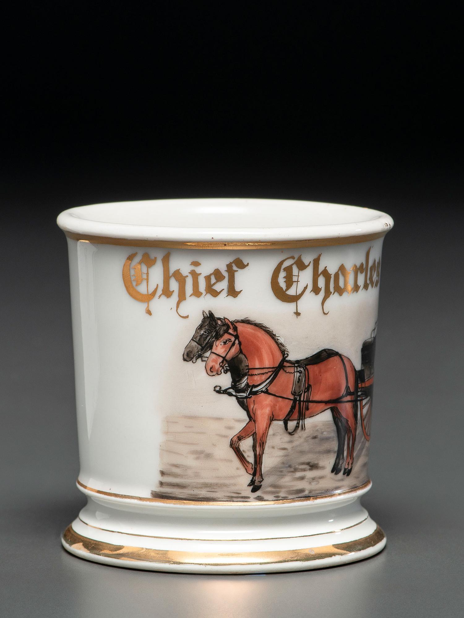 A Fire Chief's Porcelain Occupational Shaving Mug Belonging to Charles Higham