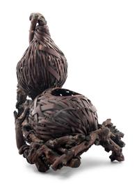 A Japanese Bamboo Goud-Form Ikebana Basket