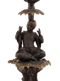 A Continental Bronze Figural Candlestick Mounted as a Lamp