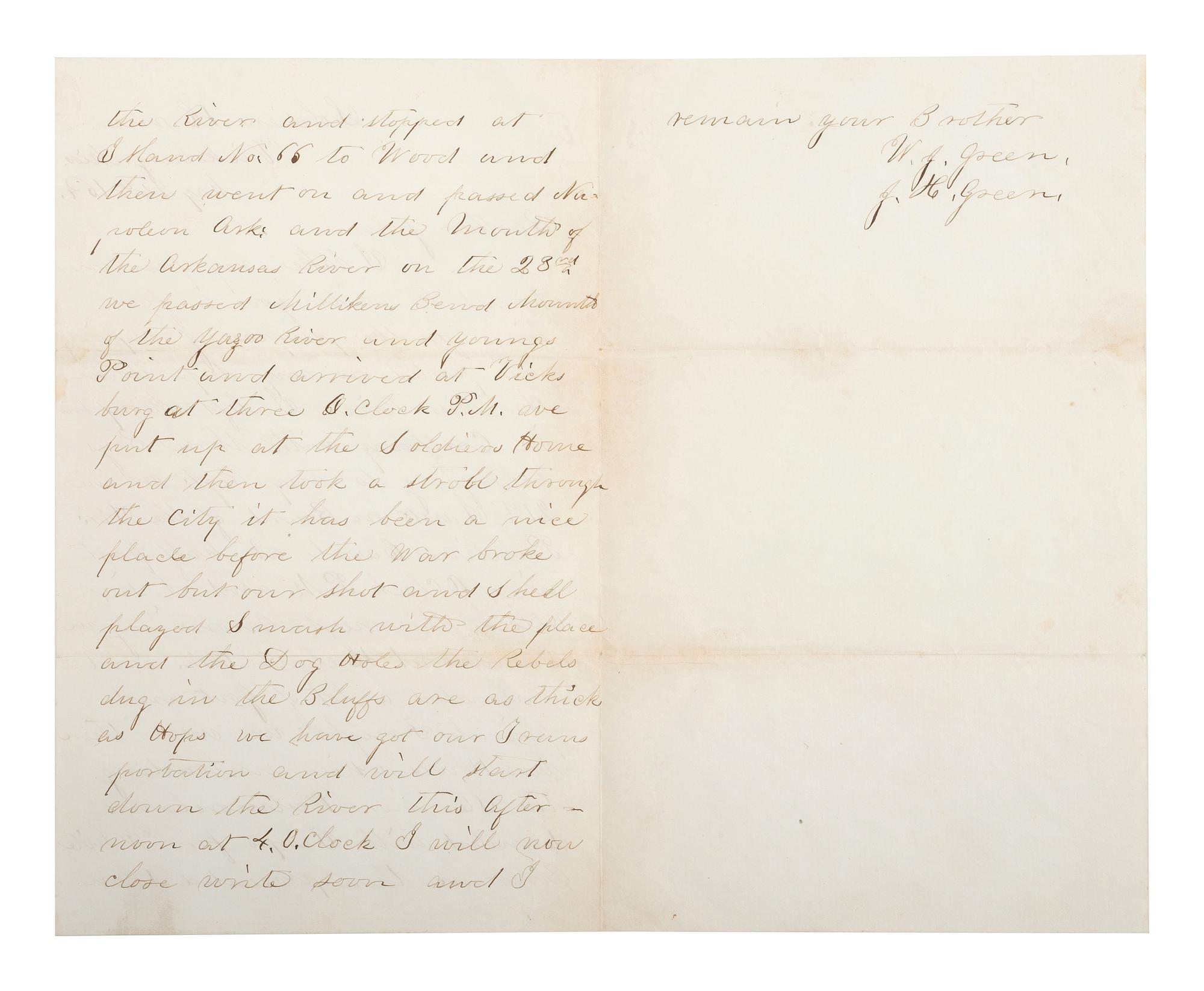 [CIVIL WAR - NAVY]. A group of 4 documents with Vicksburg and Mississippi Squadron interest, comprising: