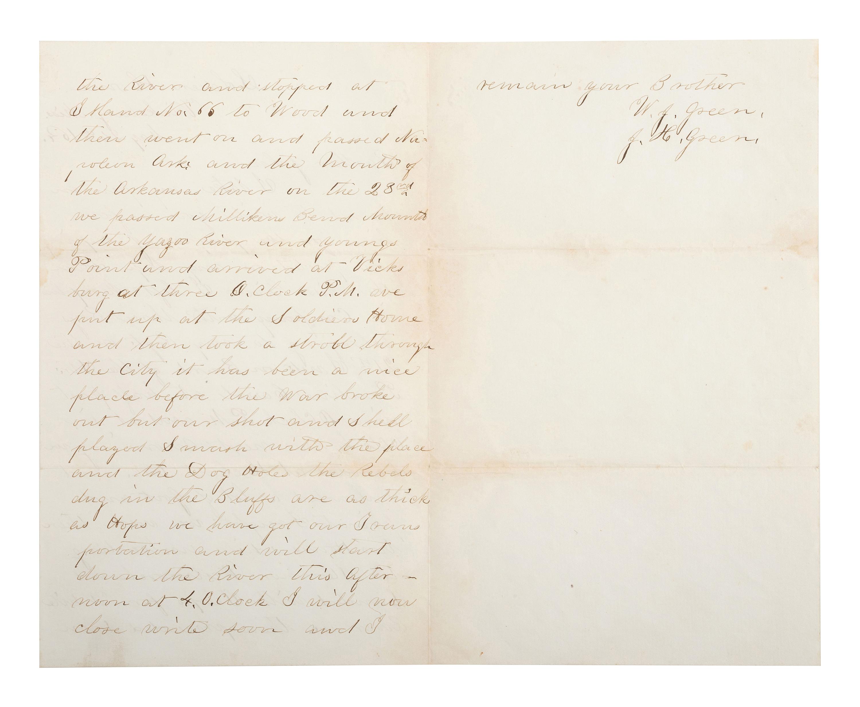 [CIVIL WAR - NAVY]. A group of 4 documents with Vicksburg and Mississippi Squadron interest, comprising: