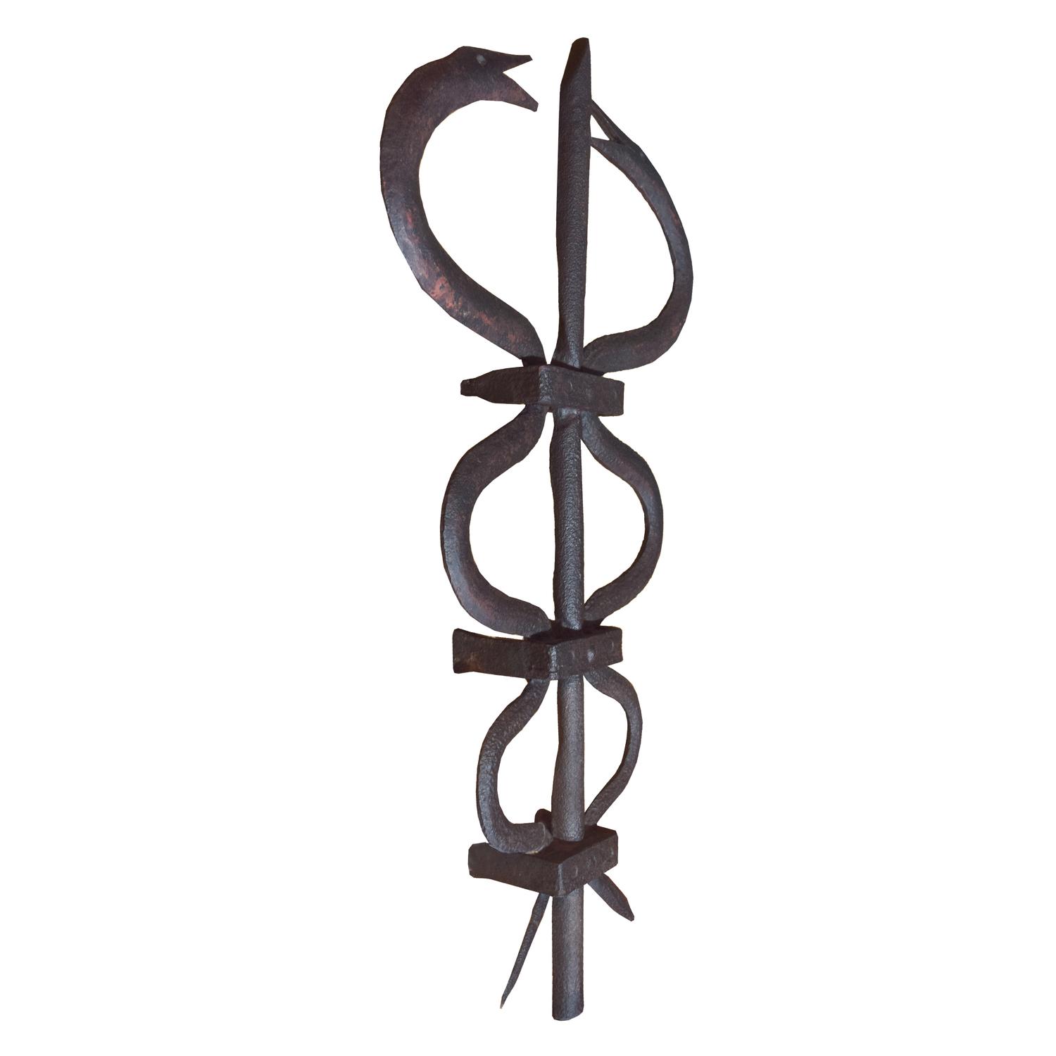 A Wrought Iron Caduceus 23.5" W x 4" D x 43" H — Sweden, 19th Century