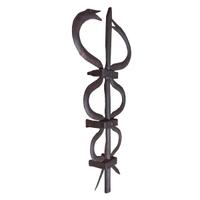 A Wrought Iron Caduceus 23.5" W x 4" D x 43" H — Sweden, 19th Century