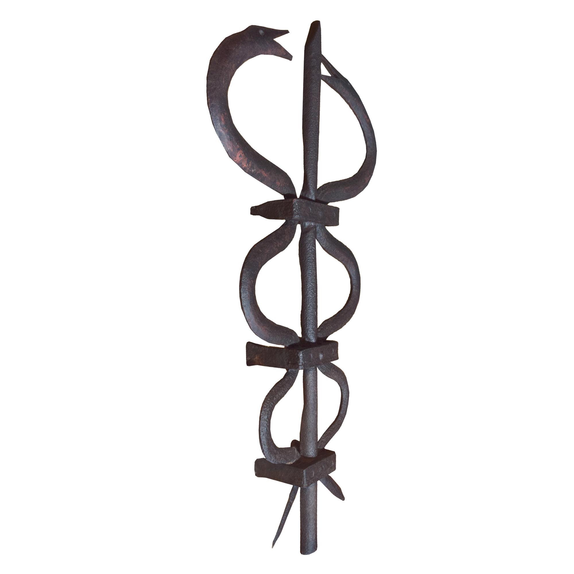 A Wrought Iron Caduceus 23.5" W x 4" D x 43" H — Sweden, 19th Century