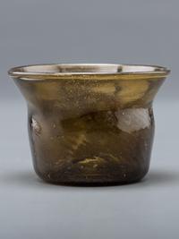 A Blown-Glass Eating Bowl in Olive Green