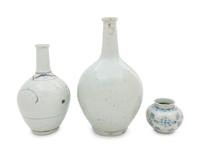Three Korean Porcelain Bottle Vases