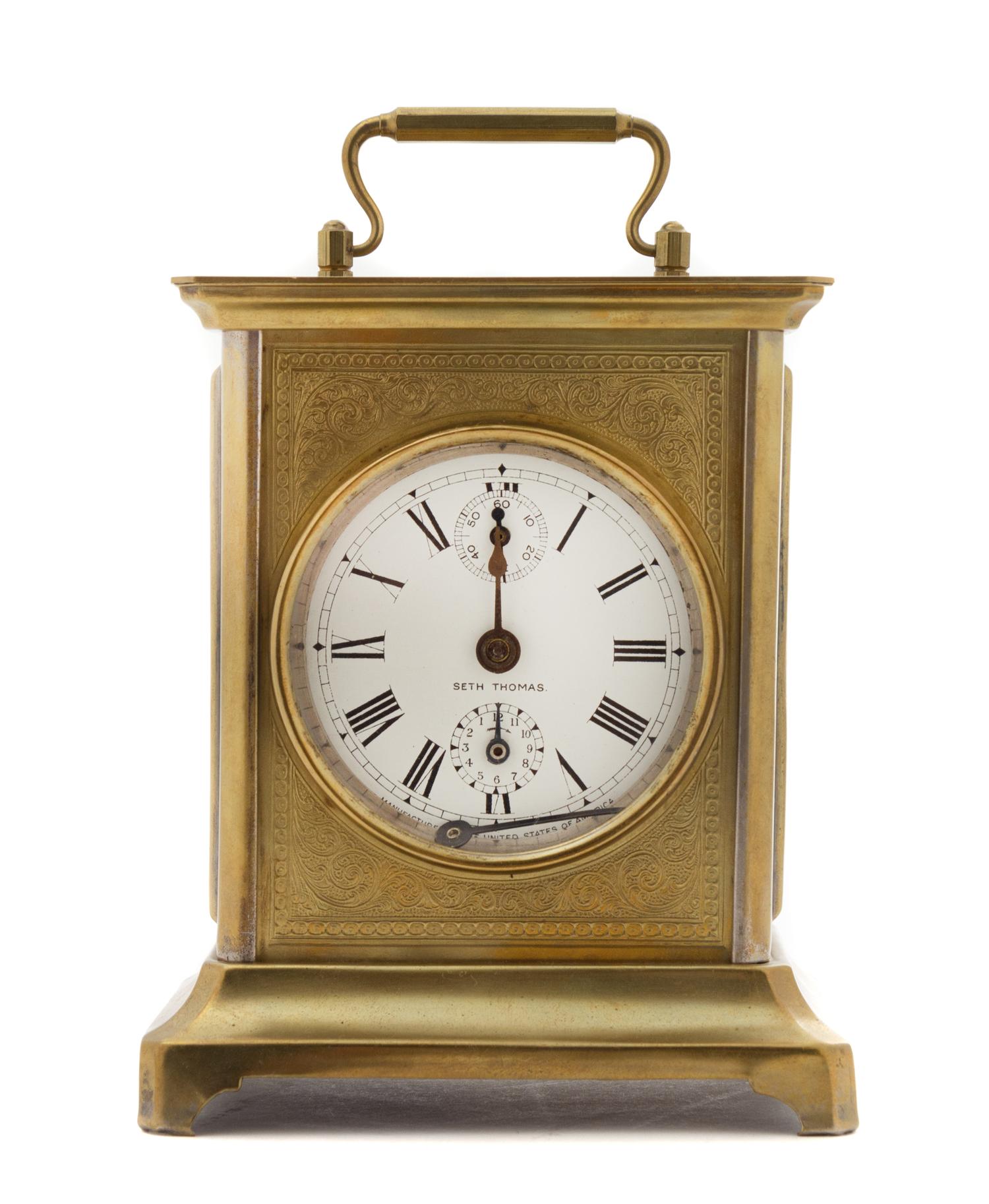 An American Brass Carriage Clock with Alarm