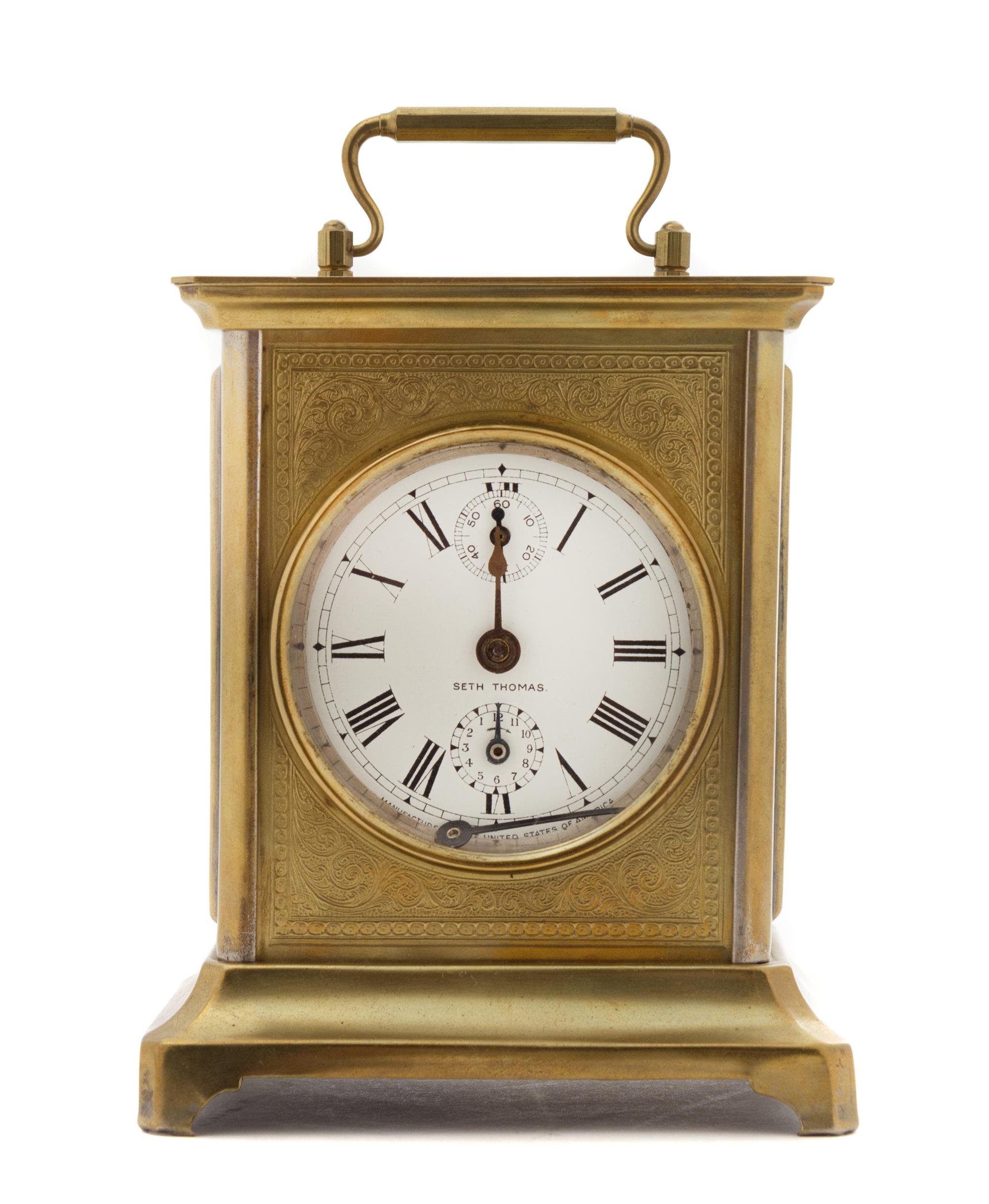 An American Brass Carriage Clock with Alarm