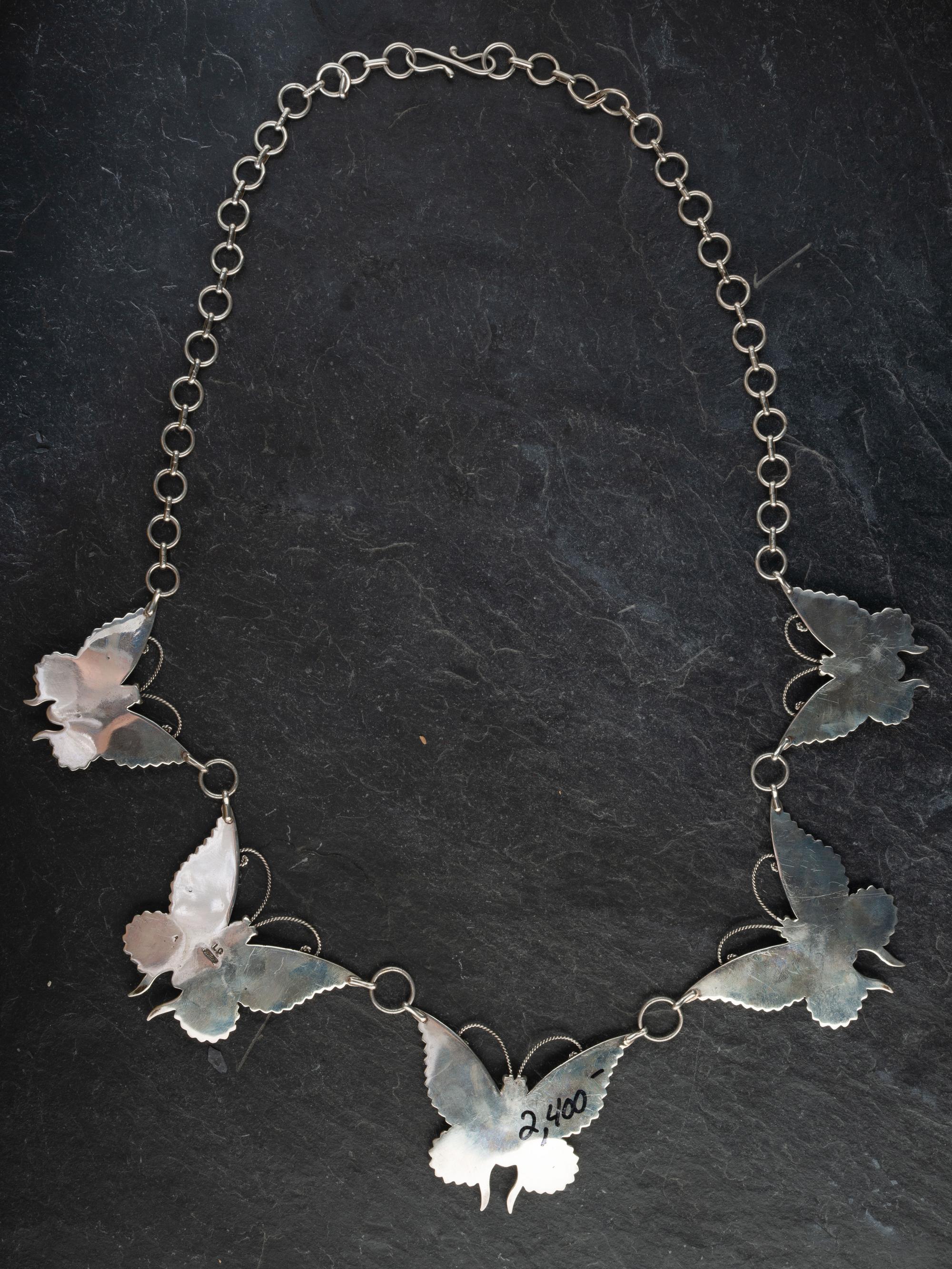 Navajo Sterling Silver and Turquoise Butterfly Necklace