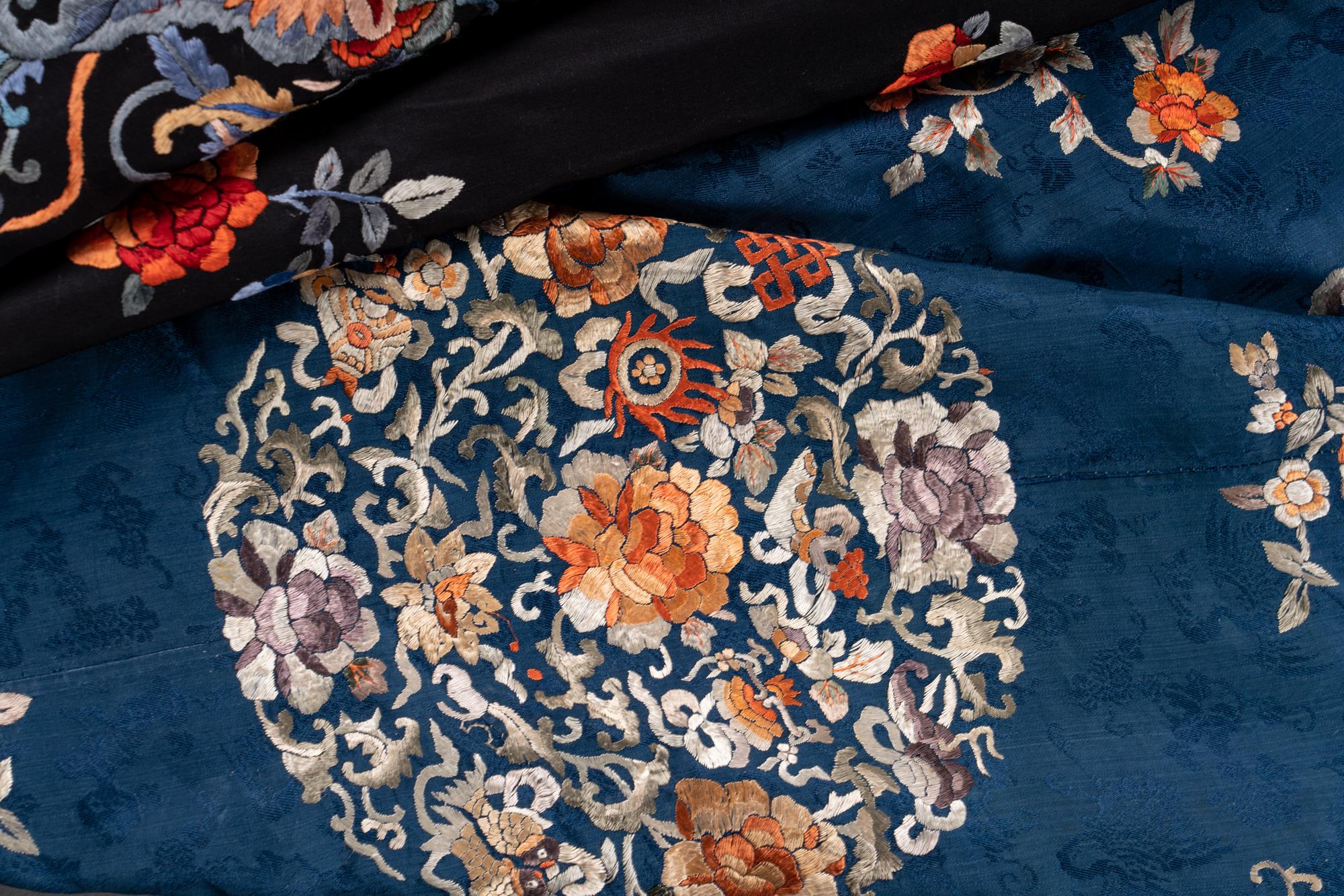 Two Chinese Embroidered Silk Panels