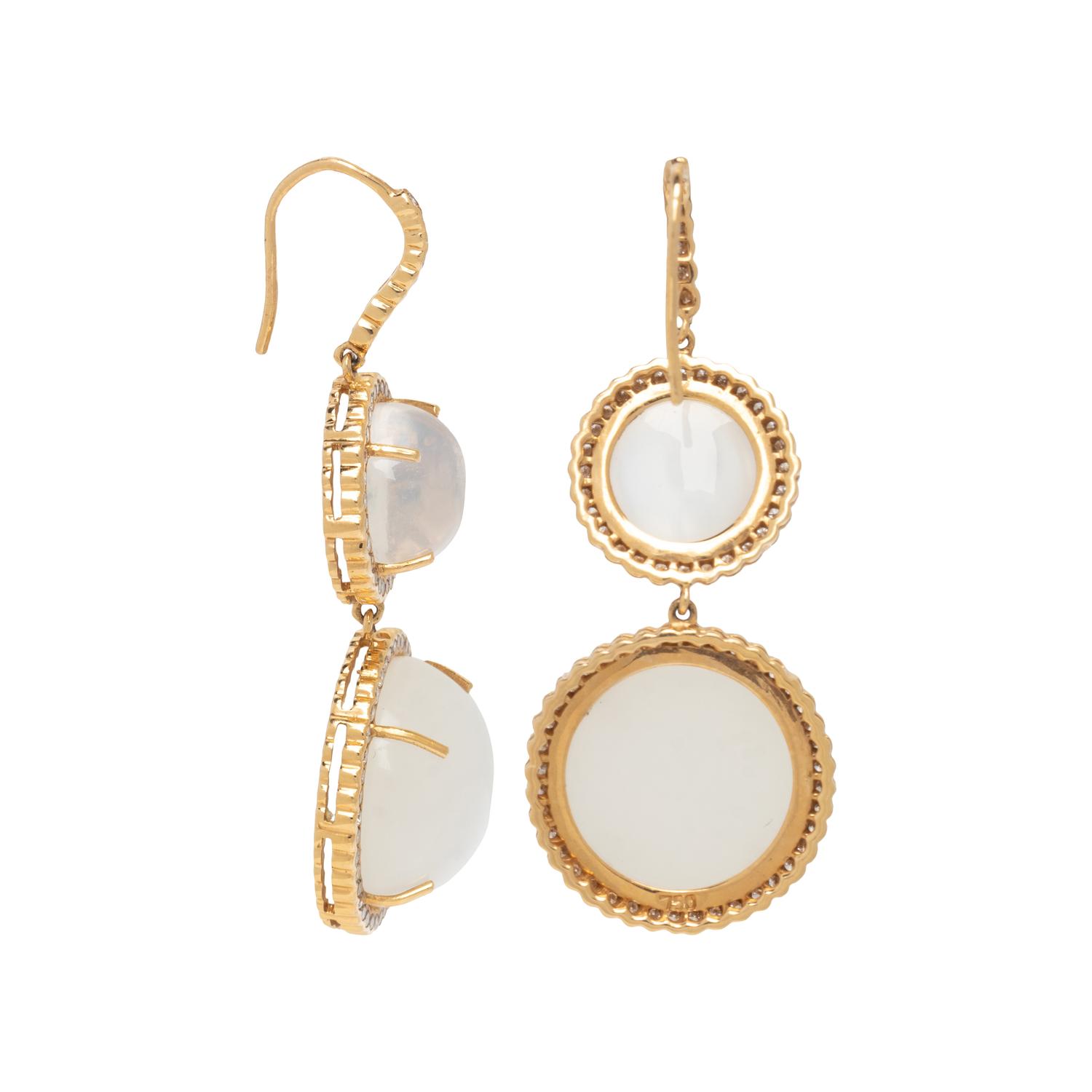 MOONSTONE AND DIAMOND EARRINGS