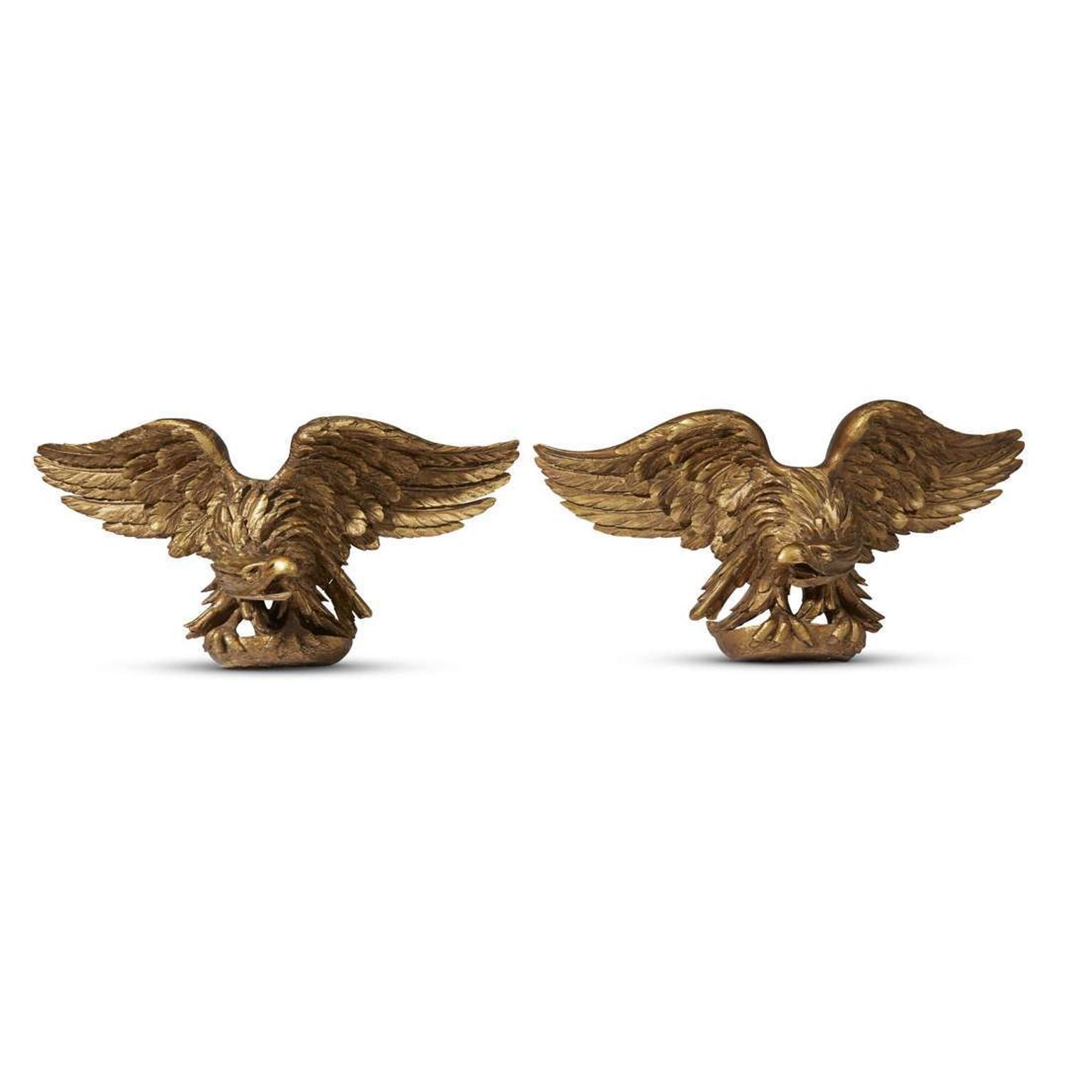 Pair of carved giltwood eagles late 19th/early 20th century
