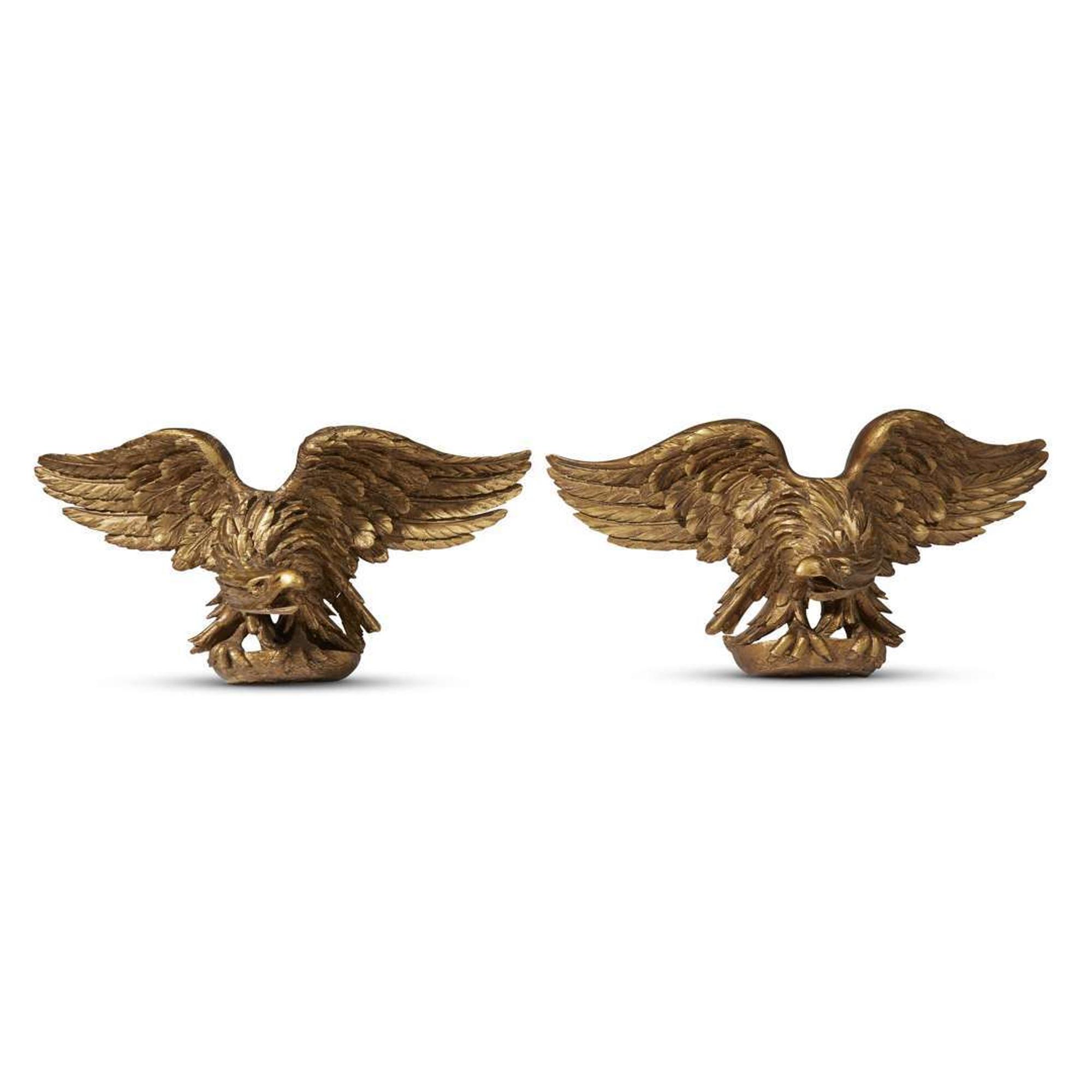 Pair of carved giltwood eagles late 19th/early 20th century