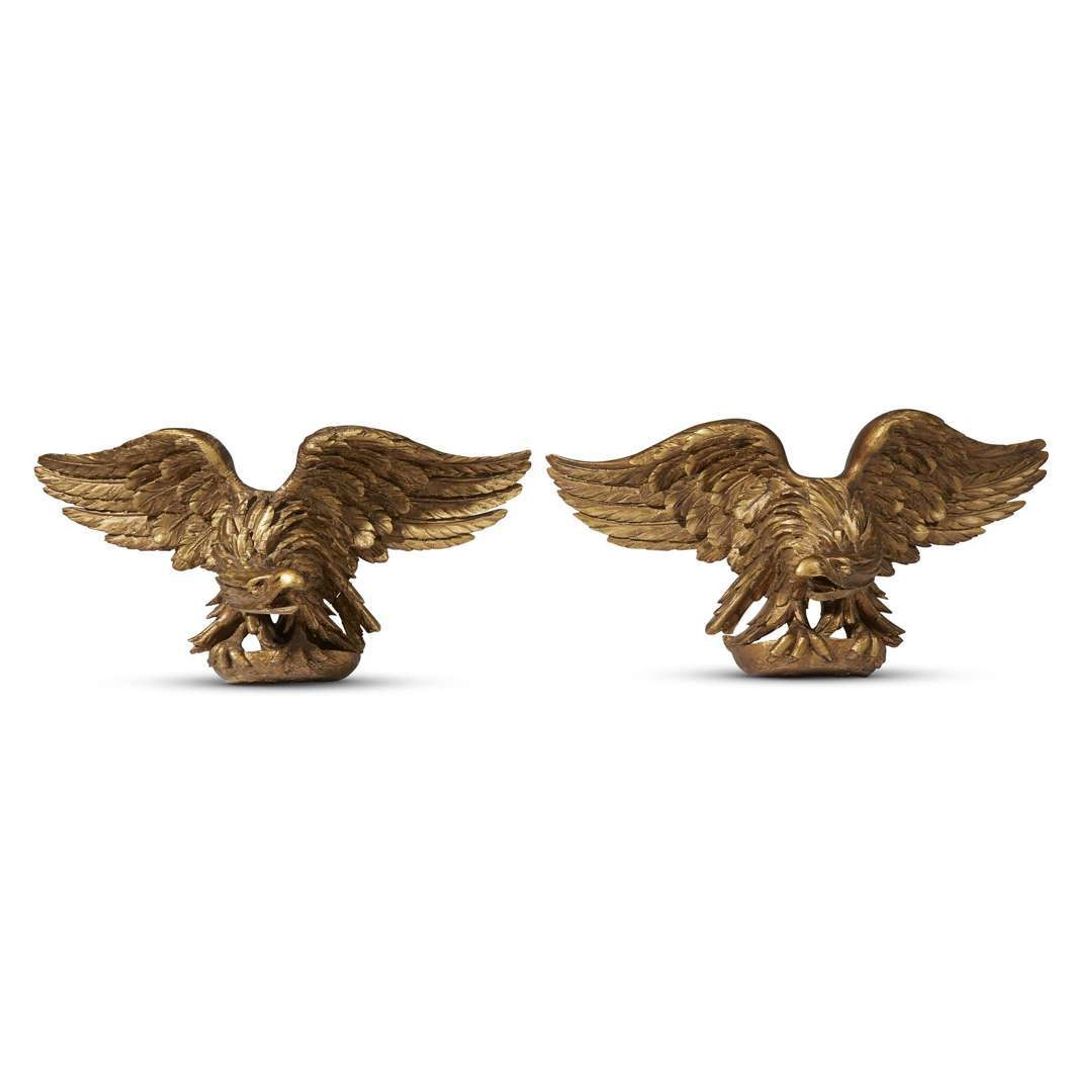Pair of carved giltwood eagles late 19th/early 20th century