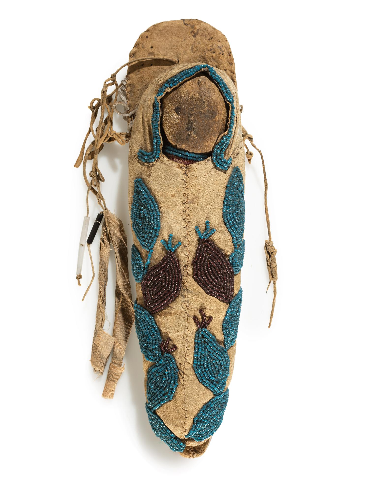 Umatilla Beaded Hide Toy Cradle, with Doll