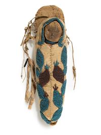 Umatilla Beaded Hide Toy Cradle, with Doll