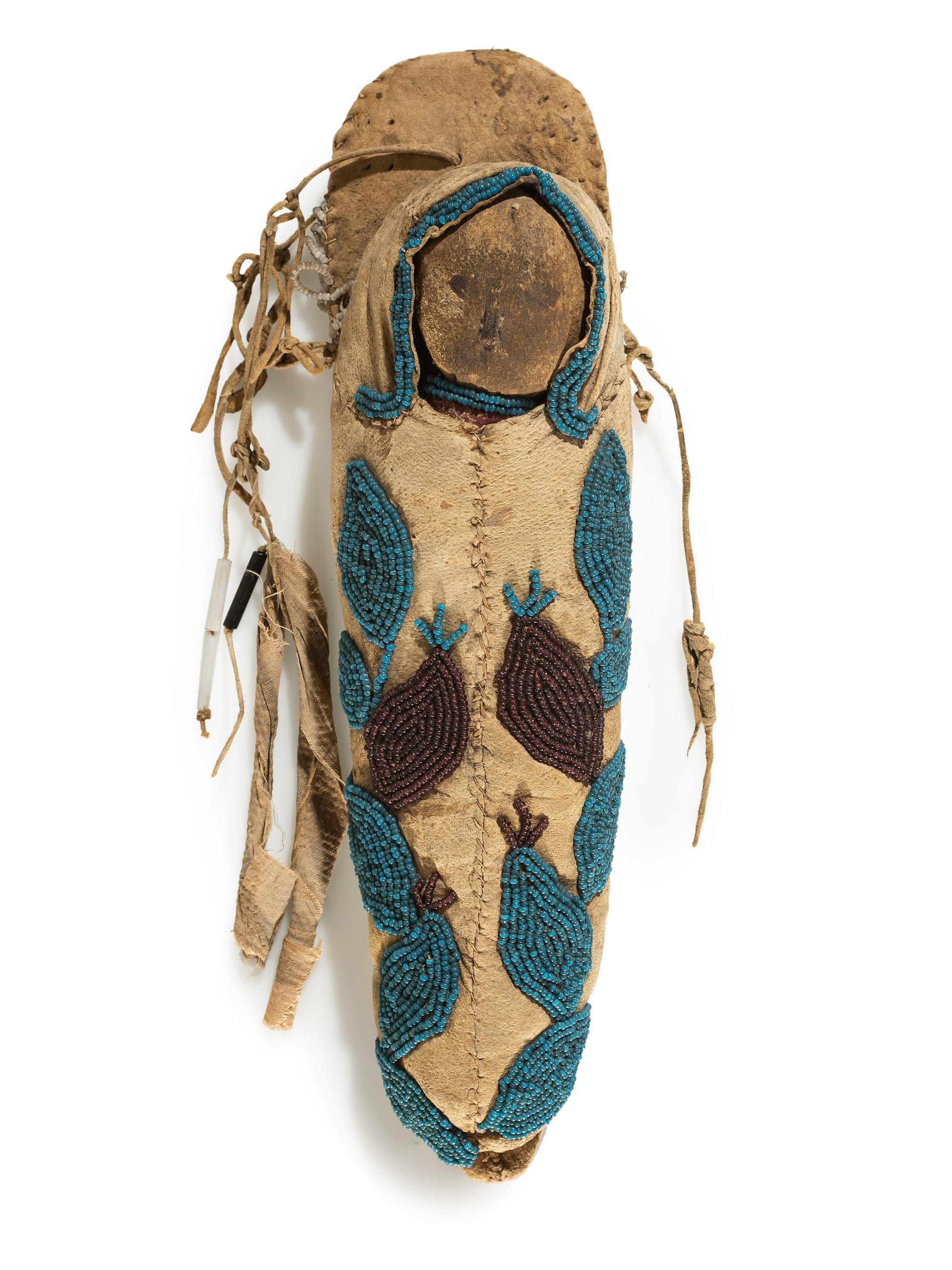 Umatilla Beaded Hide Toy Cradle, with Doll
