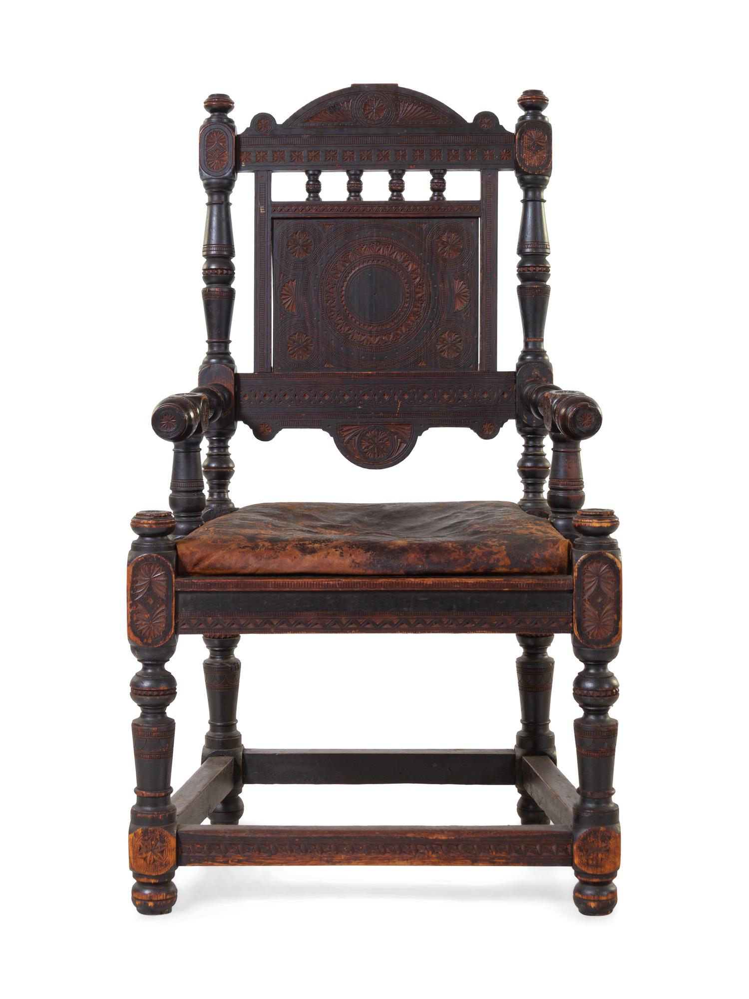 An Oak Armchair in the Nordic Folk Art Tradition