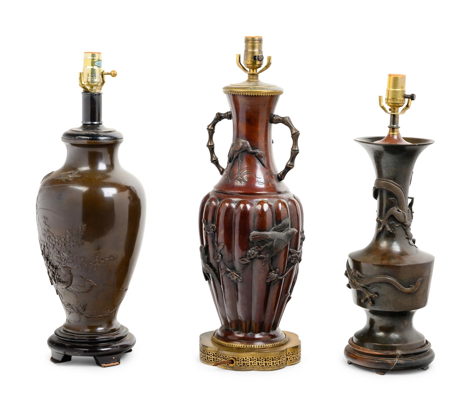Five Japanese Mixed-Metal Vases