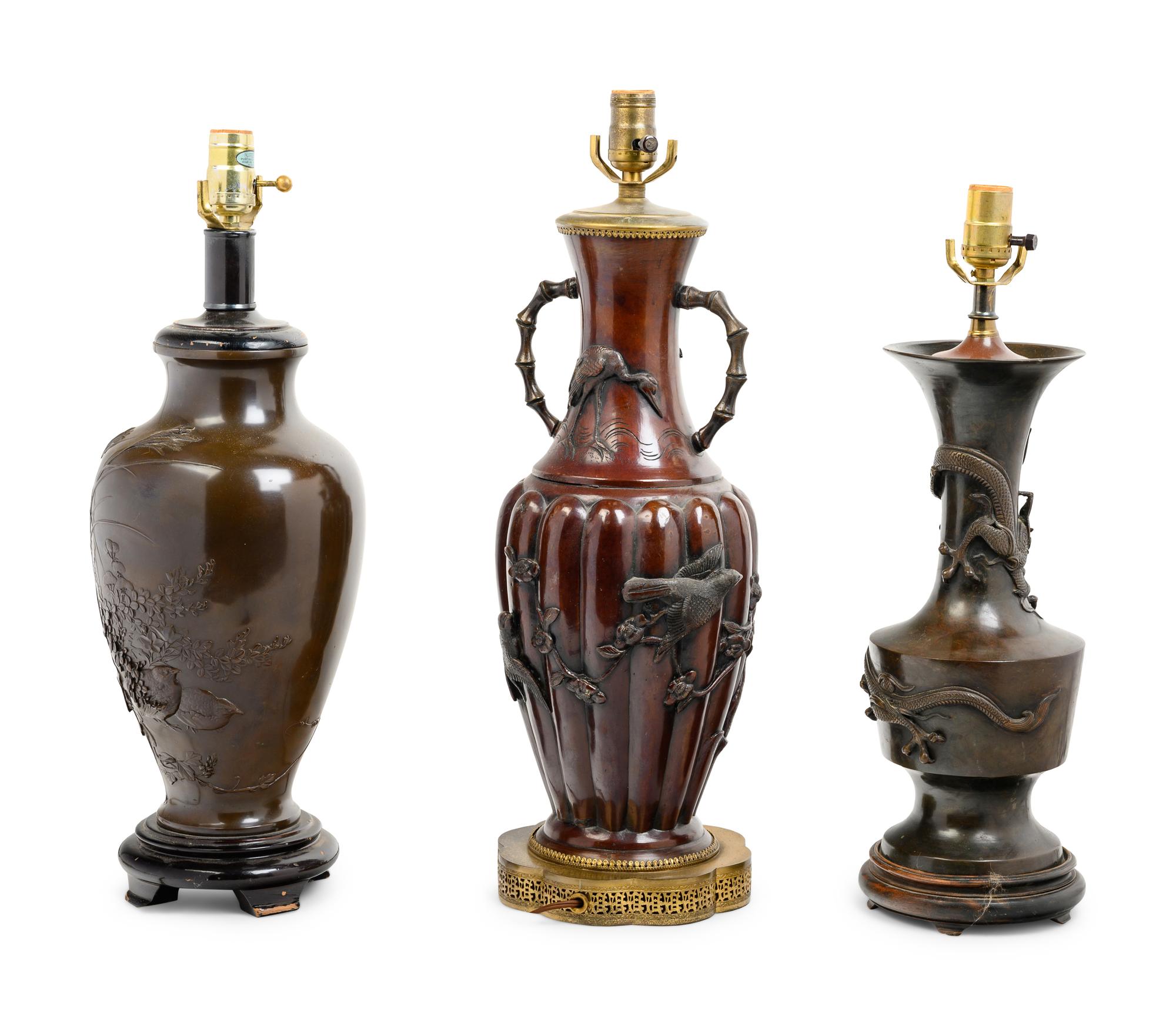 Five Japanese Mixed-Metal Vases