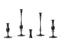 Group of 5 bronze candlesticks