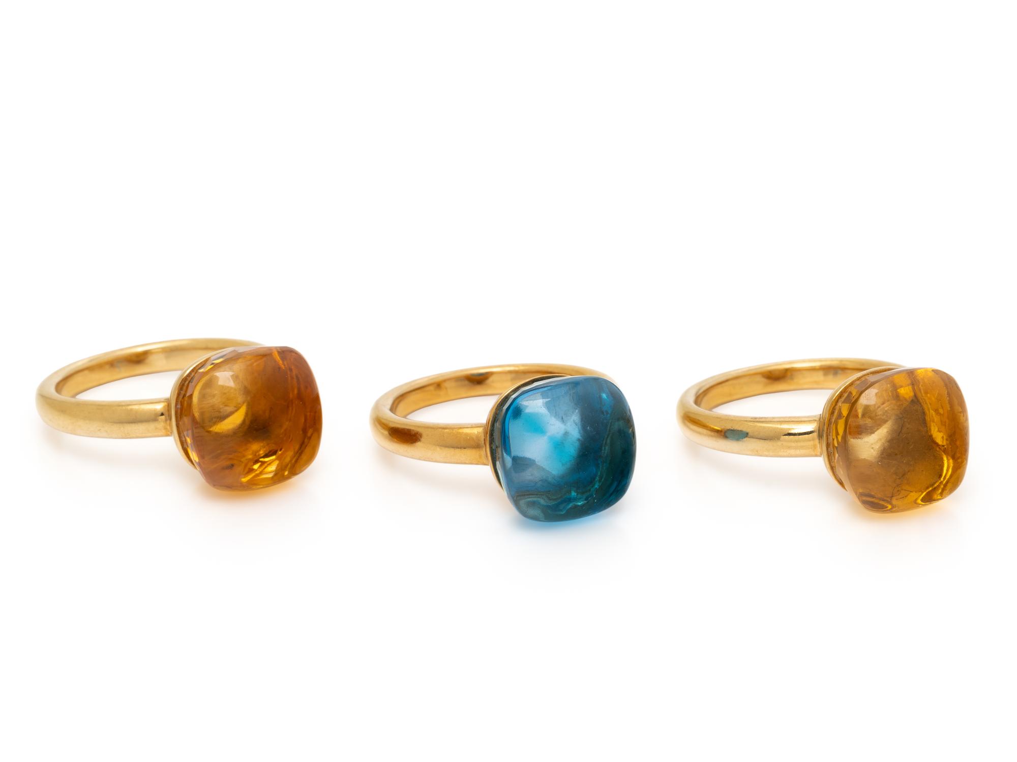 COLLECTION OF YELLOW GOLD AND MULTIGEM STACKING RINGS