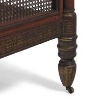 A Rare Classical Gilt-Stenciled and Faux Rosewood Cane Upholstered Box Sofa