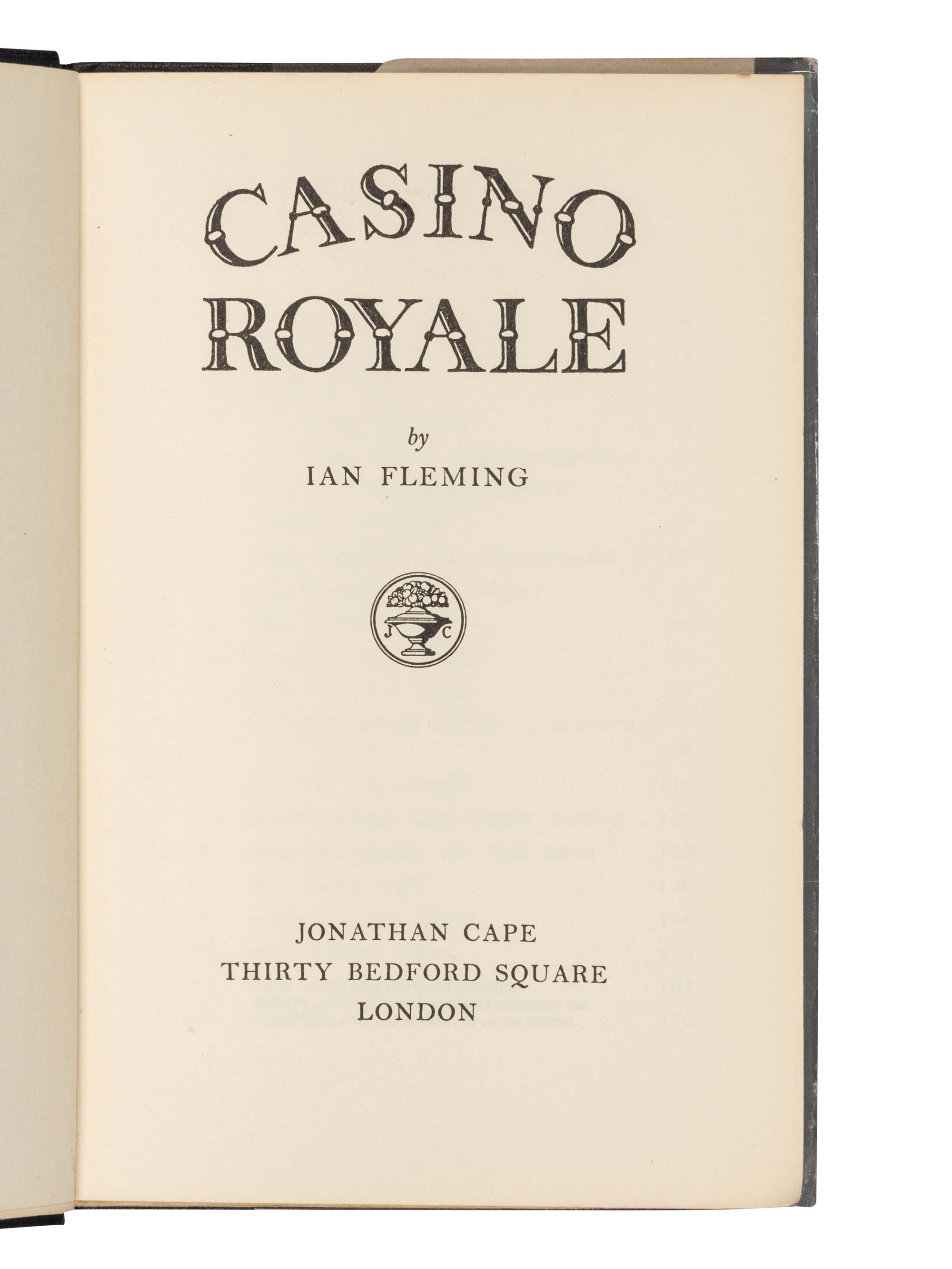 FLEMING, Ian (1908-1964). Casino Royale . London: Jonathan Cape, 1953.