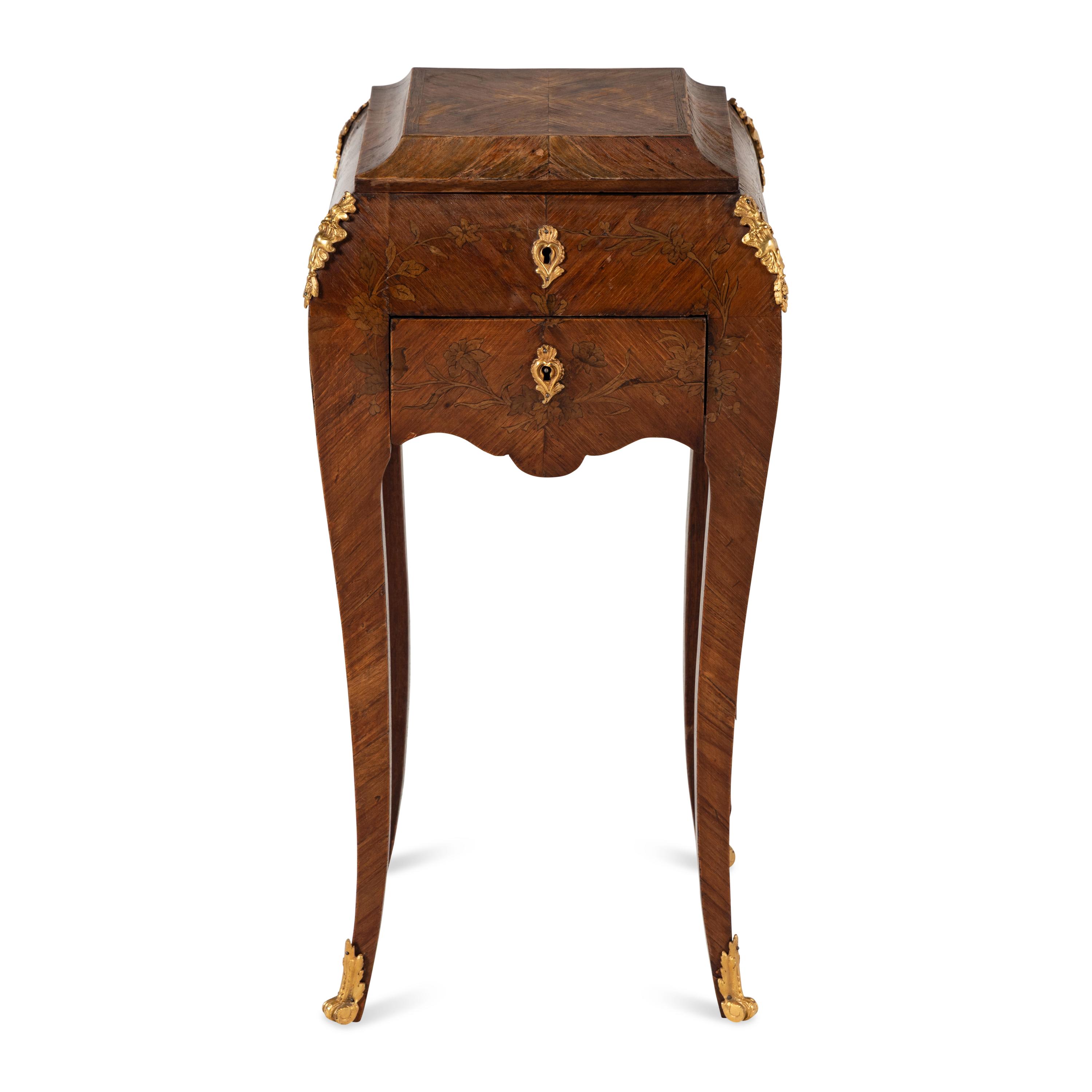 A Louis XV Style Marquetry and Gilt-Bronze Mounted Dressing Table