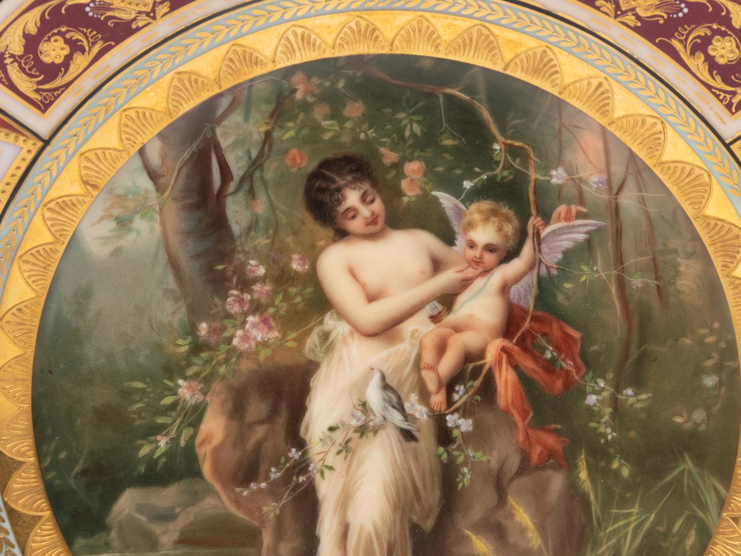 A Vienna Porcelain Plate Depicting Nymphe and Amor