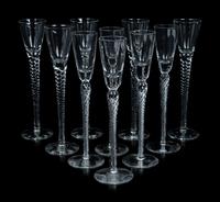 An Assembled Set of Ten Twist-Stem Cordials