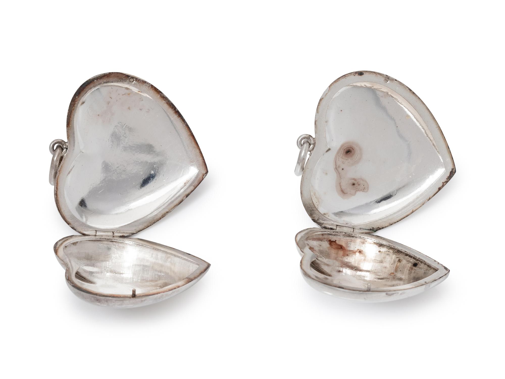 A Collection of Sterling Silver Heart Lockets,