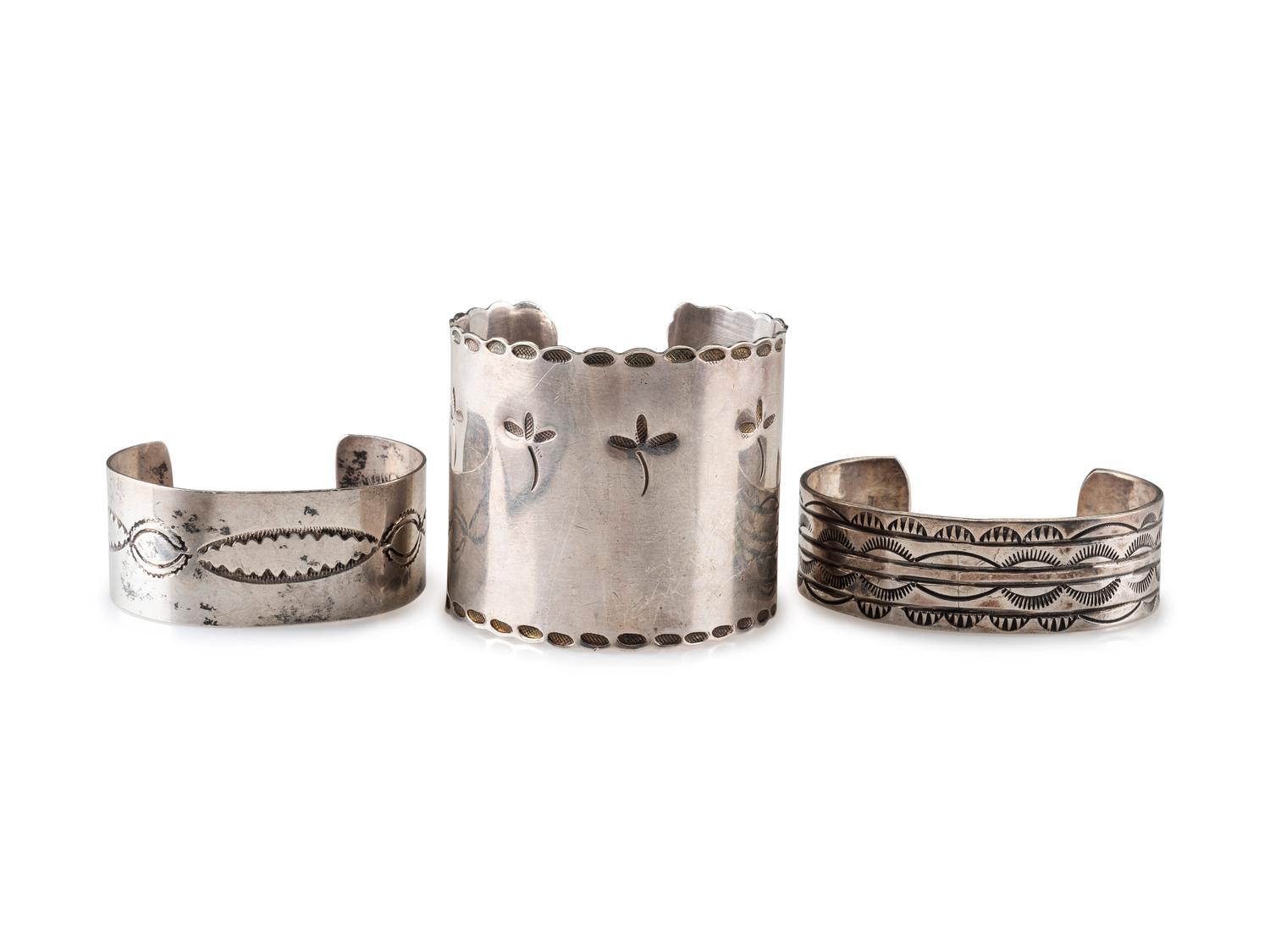 Navajo Stamped Silver Cuffs