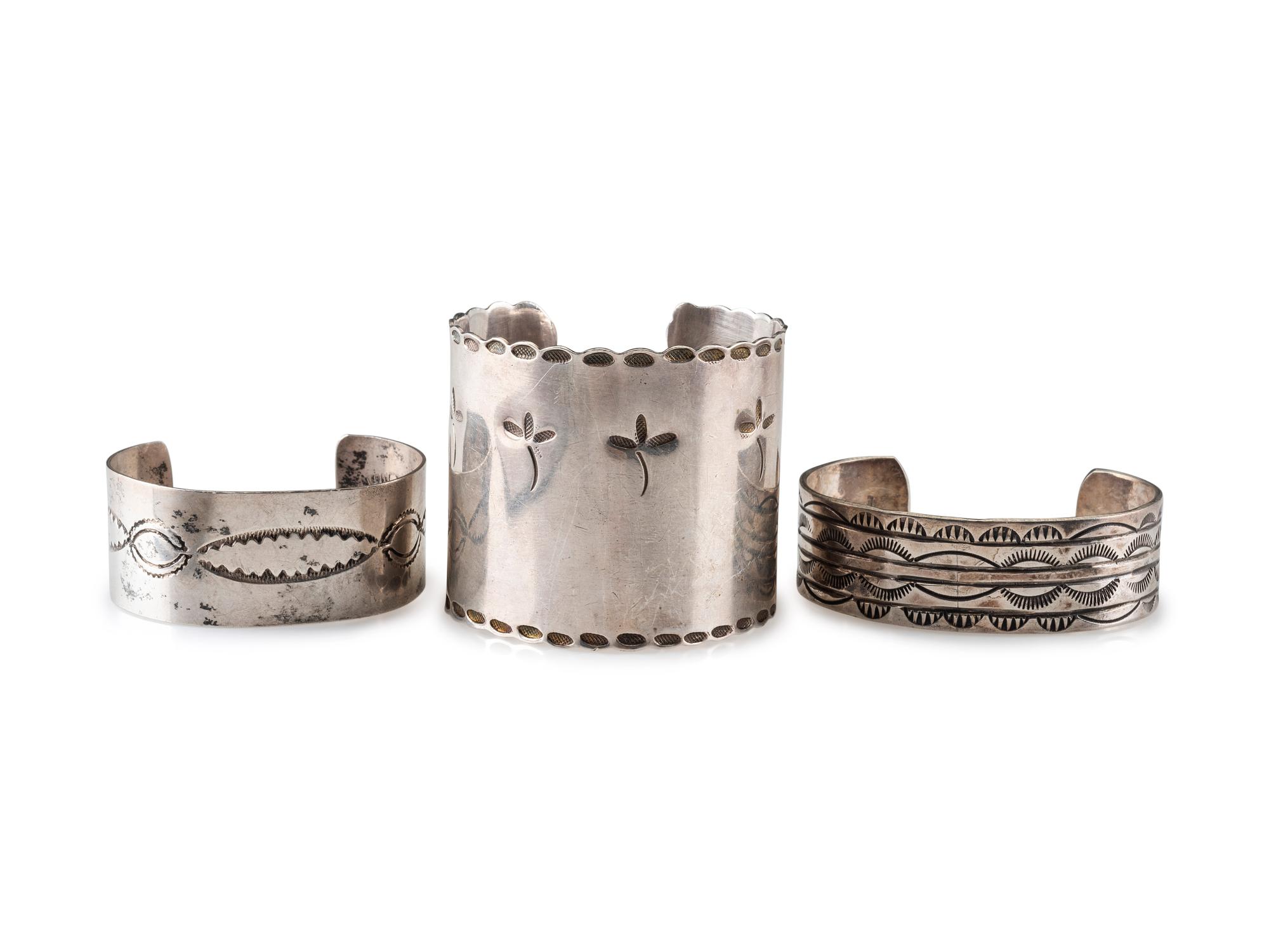 Navajo Stamped Silver Cuffs