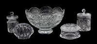 Five Pieces of Cut Glass Height of largest 6 inches — 20TH CENTURY