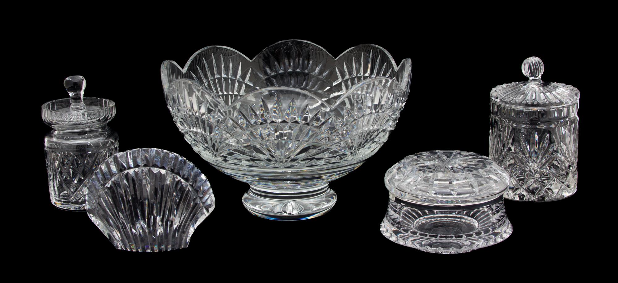 Five Pieces of Cut Glass Height of largest 6 inches — 20TH CENTURY