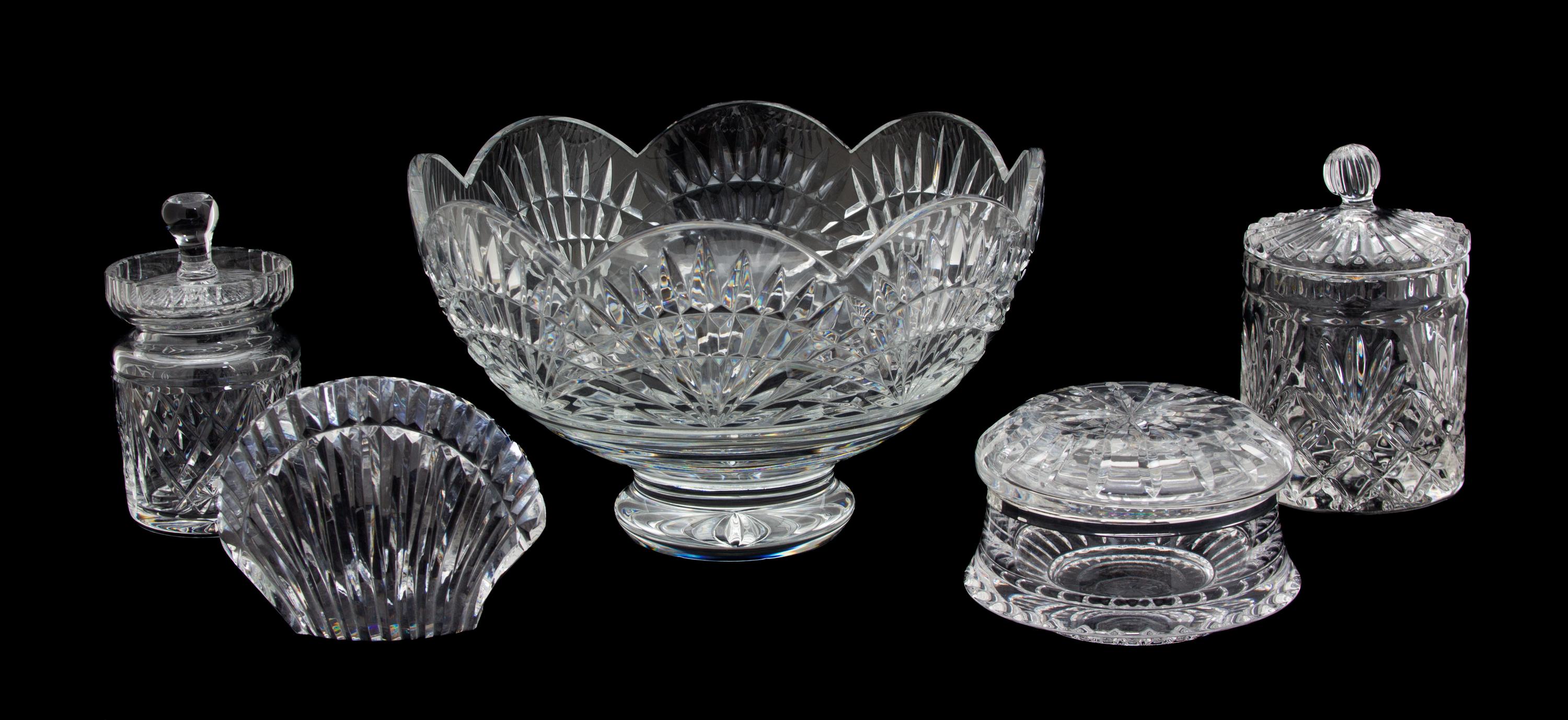 Five Pieces of Cut Glass Height of largest 6 inches — 20TH CENTURY