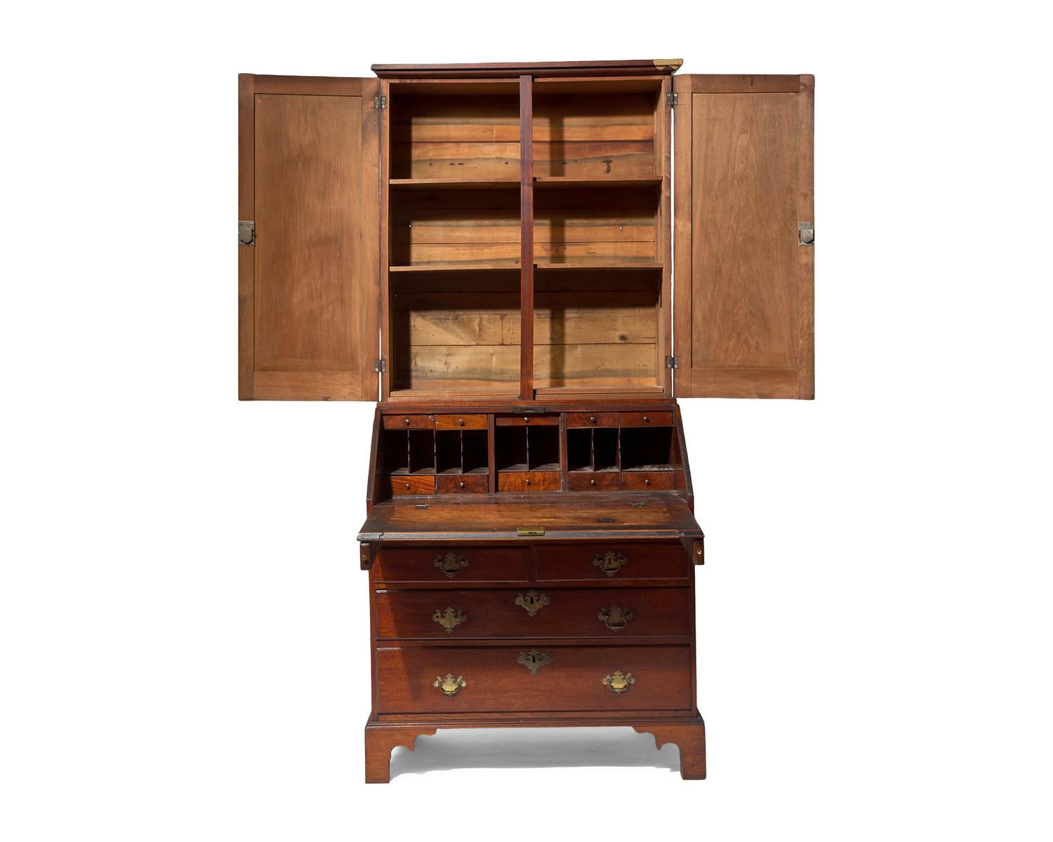 The Nathan Sharples Black Walnut Desk and Later Bookcase, Southeastern Pennsylvania, Circa 1740