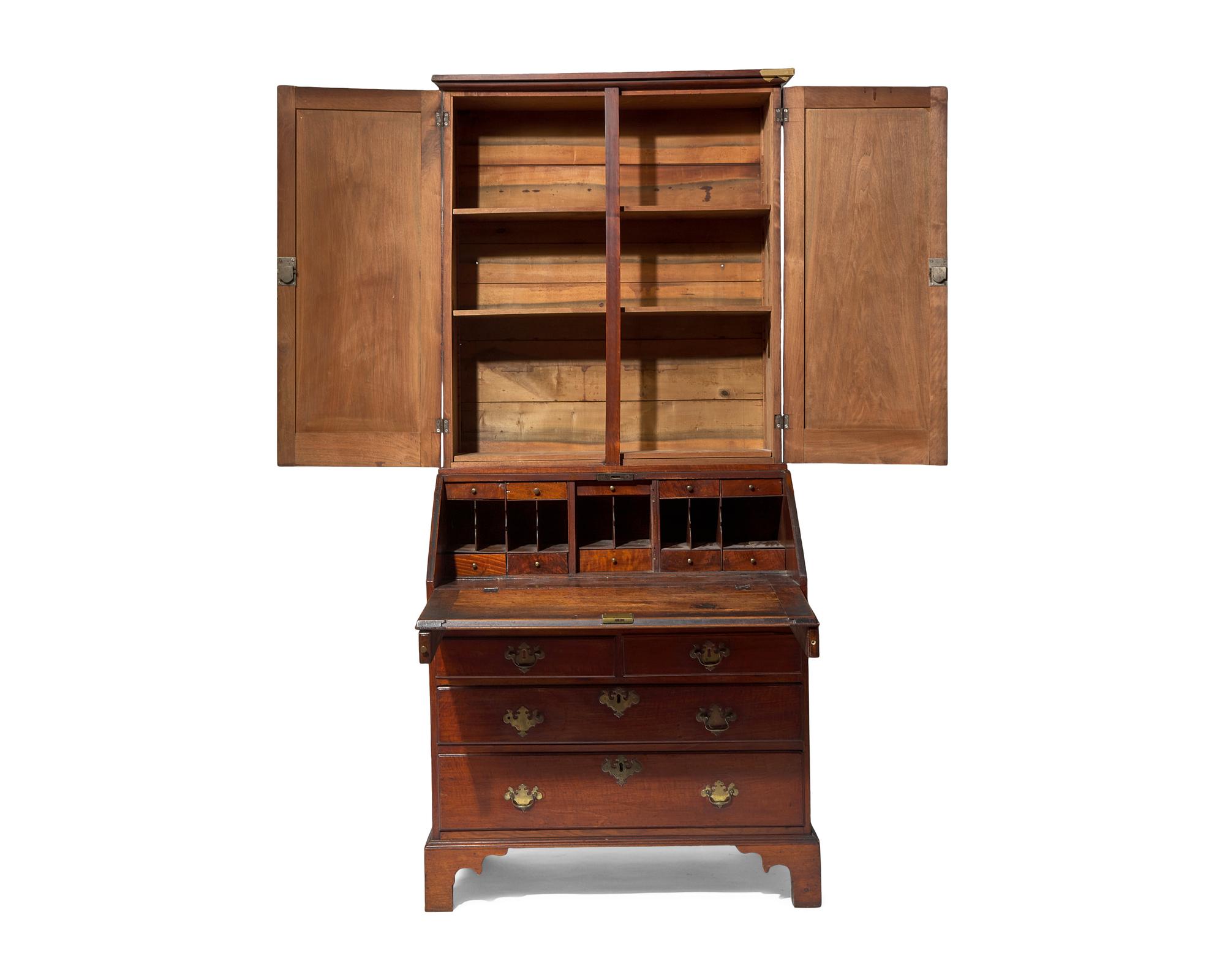 The Nathan Sharples Black Walnut Desk and Later Bookcase, Southeastern Pennsylvania, Circa 1740