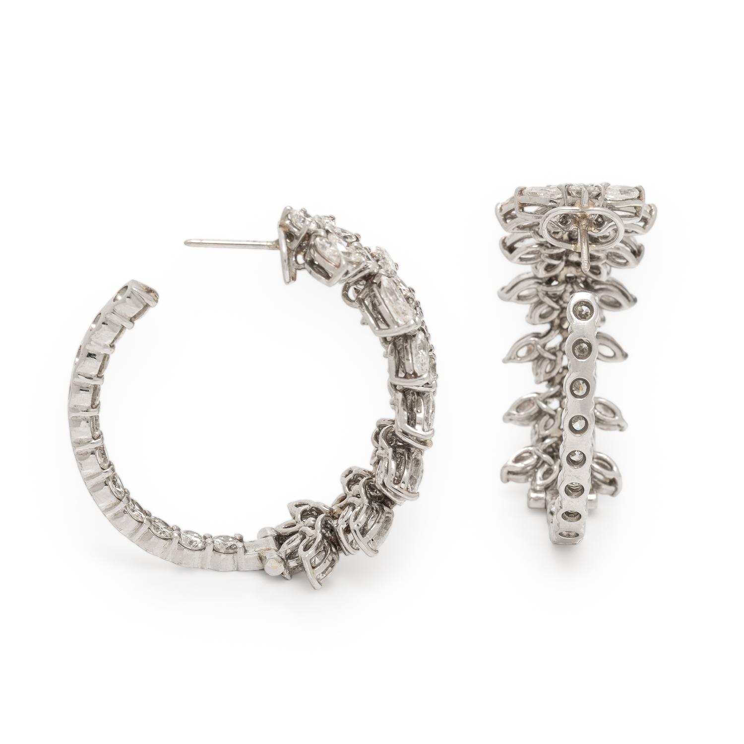 Diamond and White Gold In and Out Hoop Earrings