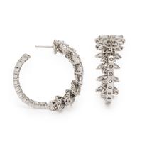 Diamond and White Gold In and Out Hoop Earrings