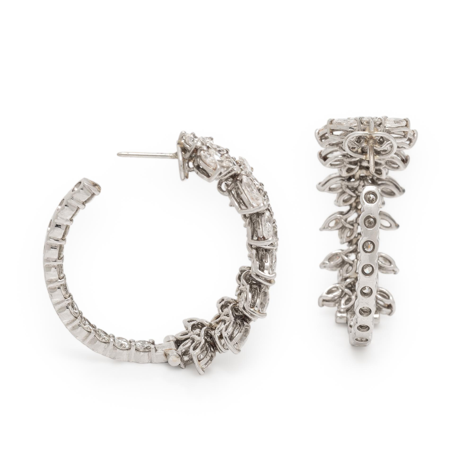 Diamond and White Gold In and Out Hoop Earrings